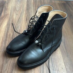 Dear Frances Black Leather Ankle Booties